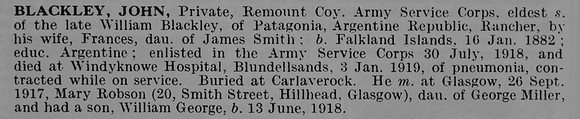 Blackley J Pte R/423180 Army Service Corps