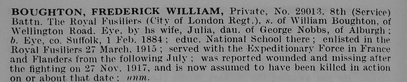 Boughton F W Pte 29013 8th Royal Fusiliers