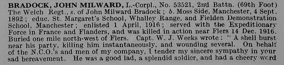 Bradock J M L/Cpl 53521 2nd Welsh Regiment Obit Part 1