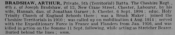 Bradshaw A Pte 5th Cheshire Regiment