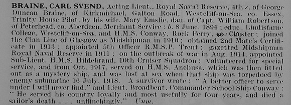 Braine C S Acting Lt HMS Anchusa Royal Naval Reserve