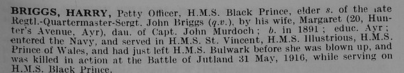 Briggs H PO HMS Black Prince Royal Navy