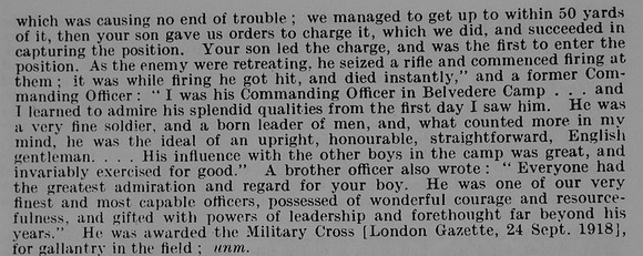 Broad F B Captain MC 1st Middlesex Regiment Obit Part 2