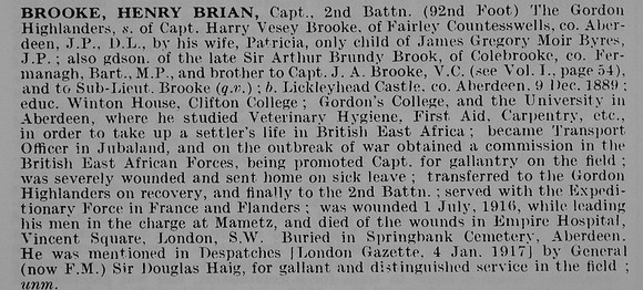 Brooke H B Captain 2nd Gordon Highlanders