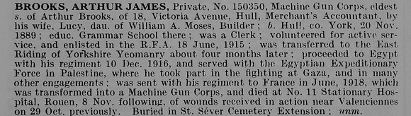Brooks A J Pte 150350 Machine Gun Corps