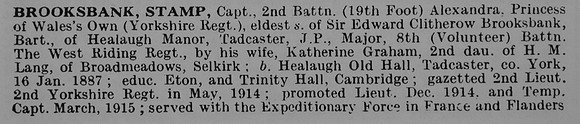 Brooksbank S Captain 2nd Yorkshire Regiment Obit Part 1