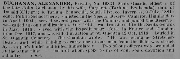 Buchanan A Pte 16834 Scots Guards