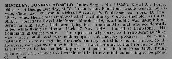 Buckley J A Cadet Sergt 128556 Royal Air Force