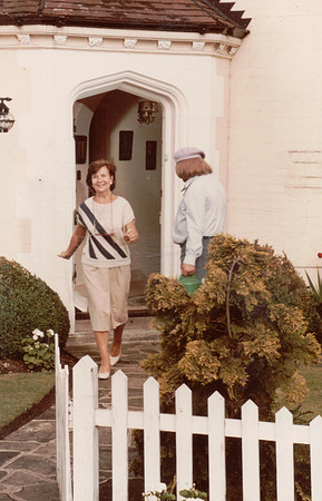 Sheila Rogers With Benny Hill Filming The Rembrandt Cottage Sketch At West Lodge Ashtead Park
