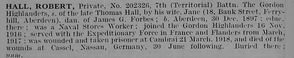 Hall R Pte 202326 7th Gordon Highlanders