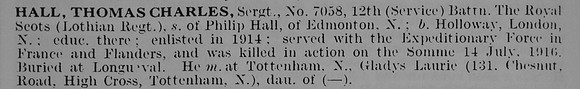 Hall T C Sergt 7058 12th Royal Scots