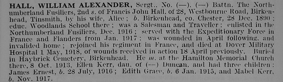 Hall W A Sergt Northumberland Fusiliers