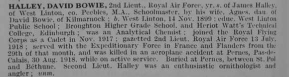 Halley D B 2nd Lt Royal Air Force
