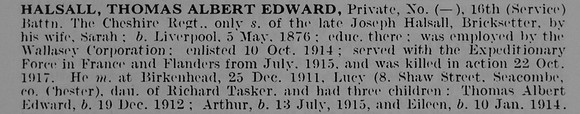 Halsall T A E Pte 16th Cheshire Regiment