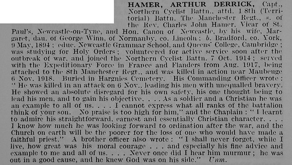 Hamer A D Captain 8th Manchester Regiment