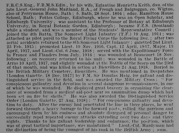Hardyman J H M Lt Col 8th Somerset Light Infantry Obit Part 2
