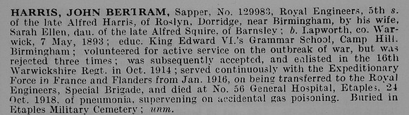 Harris J B Sapper 129983 Royal Engineers