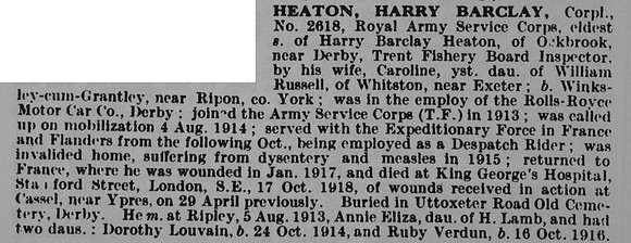 Heaton H B Cpl Army Service Corps