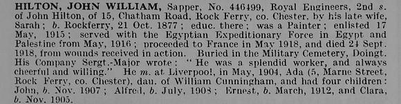 Hilton J W Sapper 446499 Royal Engineers