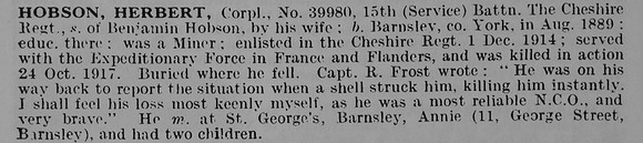 Hobson H Cpl 39980 15th Cheshire Regiment