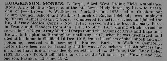 Hodgkinson M L/Cpl Royal Army Medical Corps