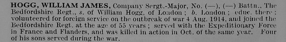 Hogg W J Cpy Sergt Maj Bedfordshire Regiment