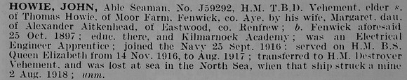 Howie J AB J59292 HM TBD Yehement Royal Navy
