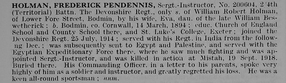 Holman F P Sergt Inst 200604 4th Devonshire Regiment