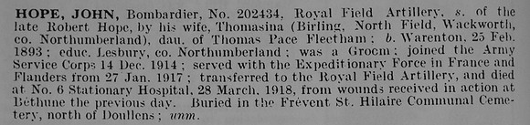 Hope J Bmdr 202434 Royal Field Artillery