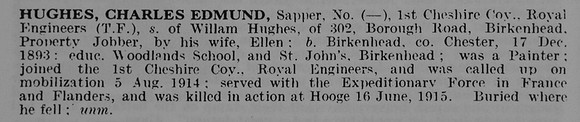 Hughes C E Sapper Royal Engineers