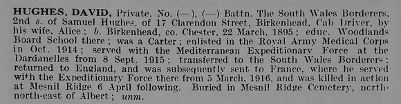 Hughes D Pte South Wales Borderers