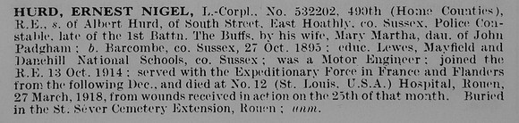 Hurd E N L/Cpl 532202 Royal Engineers
