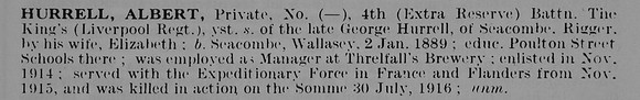 Hurrell A Pte 4th King's Liverpool Regiment