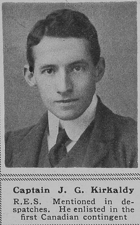 Kirkaldy J G Captain General List The Sphere 28th Sep 1918
