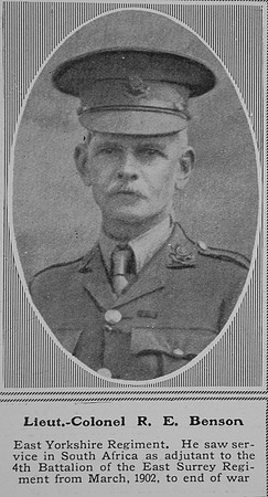Benson R E Lt Col East Yorkshire Regiment The Sphere 10th Oct 1914