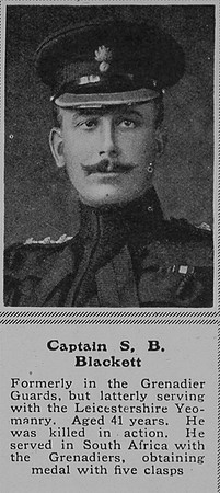 Blackett S B Captain Grenadier Guards Attd Leicestershire Yeomanry The Sphere 26th Dec 1914