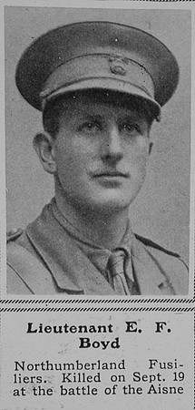 Boyd E F Lt Northumberland Fusiliers The Sphere 10th Oct 1914