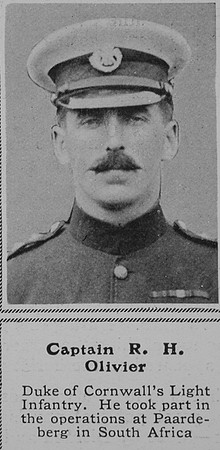 Olivier R H Captain Duke Of Cornwall's Light Infantry The Sphere 10th Oct 1914