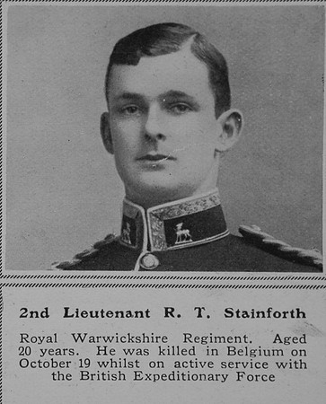 Stainforth R T 2nd Lt Royal Warwickshire Regiment The Sphere 14th Nov 1914