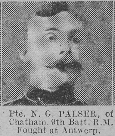 Palser N G Pte C9150 9th Btn Royal Marines The Vivid 6th Feb 1915