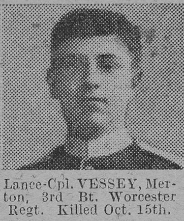 Vessey L/Cpl 3rd Worcestershire Regiment The Vivid 6th Feb 1915