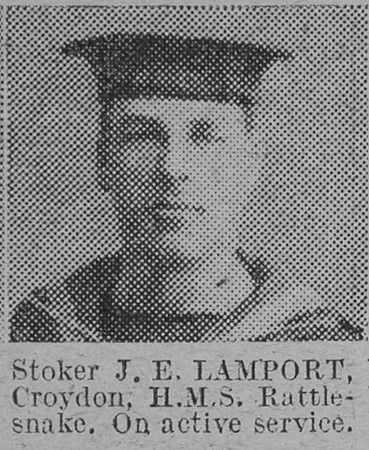 Lamport J E Stoker S112469 HMS Rattlesnake Royal Navy The Vivid 6th Feb 1915