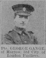 Gange G Pte 3rd Royal Fusiliers The Vivid 6th Feb 1915