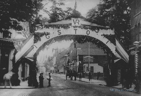 Sutton High Street Decorated For Queen Victoria.s Diamond Jubilee 1897