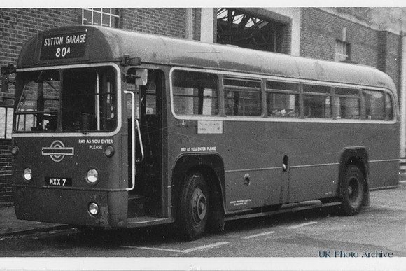 London Transport MXX 7 80A Sutton Garage 1950s