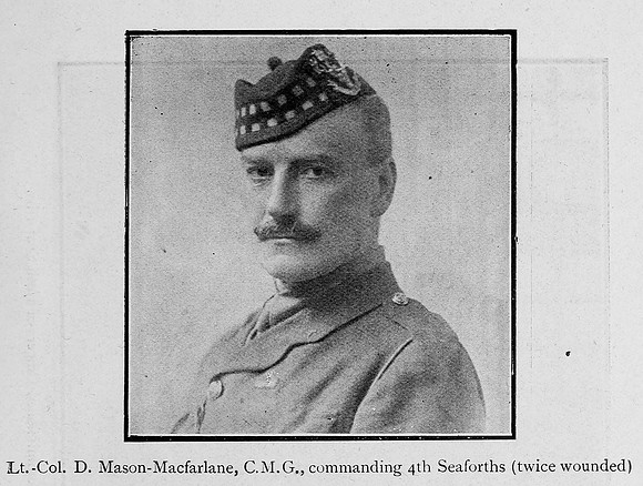Mason-MacFarlane D Lt Col CMG 4th Seaforth Highlanders Ross-Shire Roll Of Honour