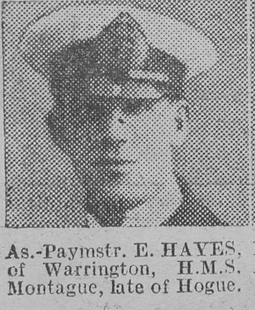 Hayes E Asst Paymaster HMS Montague Royal Navy The Vivid 6th Feb 1915