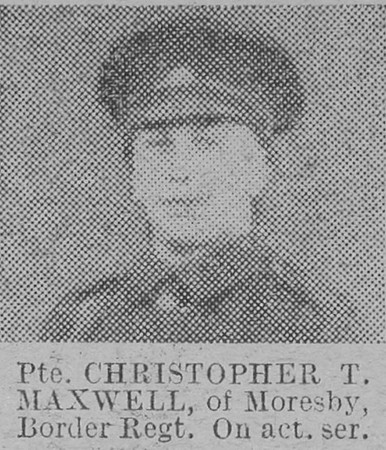 Maxwell C T Pte 2067 5th Border Regiment The Vivid 6th Feb 1915