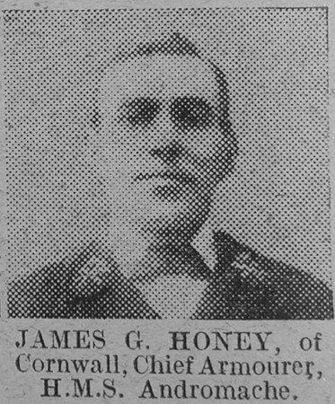 Honey J G Chief Armourer HMS Andromache Royal Navy The Vivid 13th Feb 1915