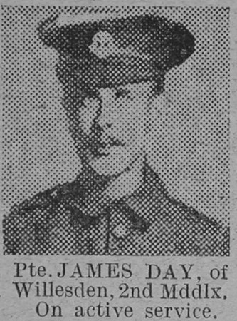 Day J Pte 2nd Middlesex Regiment The Vivid 13th Feb 1915